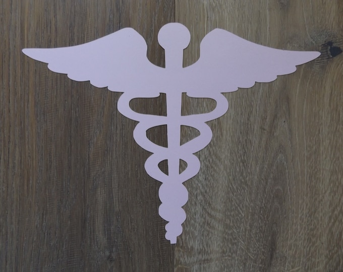 Choose Color and Size Caduceus Medical Symbol Paper Die Cuts, Caduceus Symbol Cut Outs, 65lb Cardstock, 29 Colors to choose from, Nurse