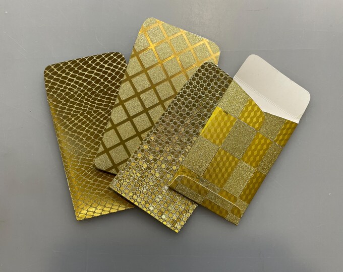 4-Pack Gold Gift Card Holders, Graduation, Birthday or Wedding Mini Envelopes for Gift Card