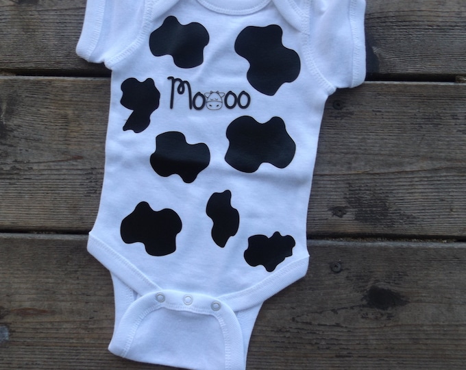 Cow Pattern Baby Grow, Cow Print Baby Bodysuit, Cow Spot One Piece, Baby or Toddler Clothing, Children's T-Shirt, Farmhouse, Holy Cow