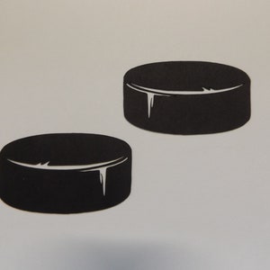 Papier découpé, rondelles de hockey, papier découpé, taille au choix disponible de 2 à 9 po. de large en noir, rondelles de hockey découpées, fête de hockey, coupe Stanley