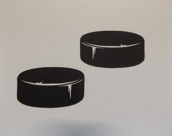 Black Hockey Puck Paper Die Cuts: Stanley Cup Party Decor