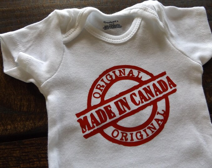 Made in Canada Baby Bodysuit,Baby Grow, Creeper, Romper,  Baby Clothing, Baby Shower or Birthday Gift, Funny, Canadian Roots