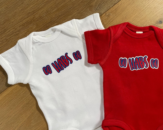 Personalized Montreal Canadiens Baby Bodysuit: "GO HABS GO" Hockey Apparel