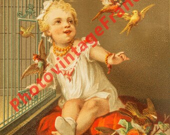 Chromo / chromolithograph &quot;The Air&quot; &quot;Air&quot; printable - print circa 1860