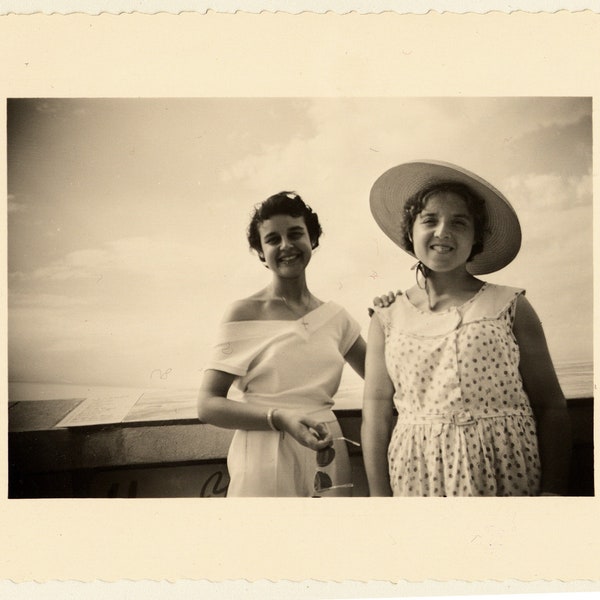 vintage photo old snapshot two women