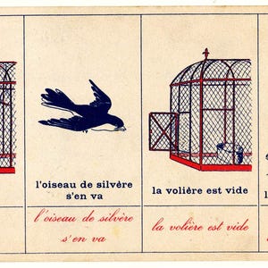 Ancienne carte de lecture scolaire - lettre V