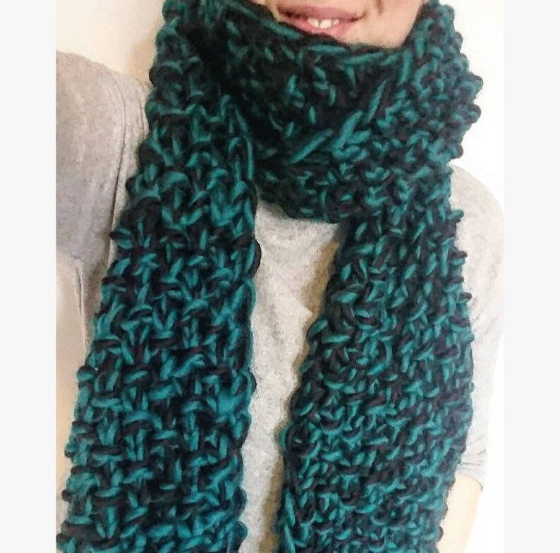 2 Colour Super Chunky Scarf Knitting Pattern Instant PDF Download image 5
