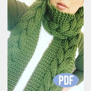 Cable Scarf Knitting Pattern - Instant PDF Download