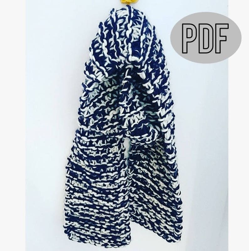 2 Colour Super Chunky Scarf Knitting Pattern Instant PDF Download image 1