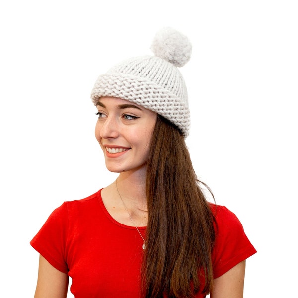 Pom Pom Beanie Mütze Strickanleitung - Instant PDF Download