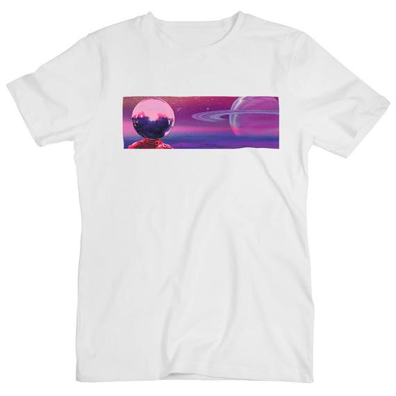 Vaporwave Art Esthétique Vhs Japon Rêve Cristaux De Lune Ciel Espace Tumblr Af Nuit Design Logo Graphique Impression Planet Blanc Pour Homme T Shirt