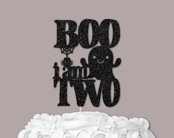 Boo I am TWO  Halloween Birthday Glitter Cake Topper, Spider Cake Topper, ANY AGE Halloween Themed Birthday, Halloween Baby Birthday Party