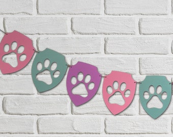 Dog Puppy Paw, Paw Print Bunting, Paw Badge Banner, Party Decorations A6