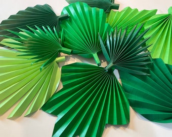 CLEARANCE - Pack of 10 Tropical Paper Sun Palms, Paper Fans, Party Decorations, Baby Shower, Birthday, DYI Event Backdrop, 3d Paper Leaves