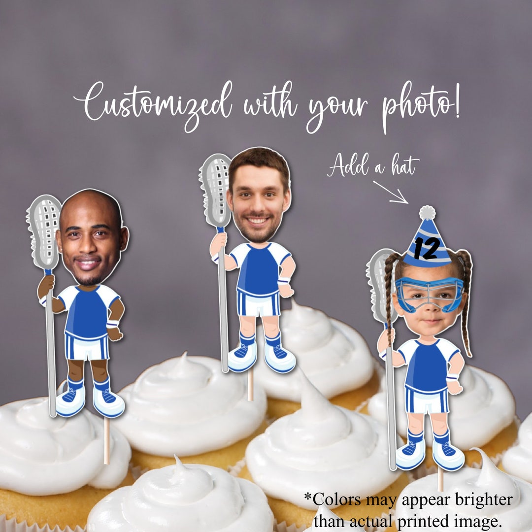 Custom Photo Lacrosse Cupcake Toppers, Custom Photo Topper, Lacrosse