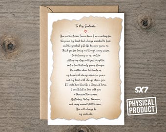To My Soulmate Card, Romantic Love Letter, Anniversary Gift, Heartfelt Poem, Valentine's Keepsake, Birthday Greeting, Just Because Sentiment
