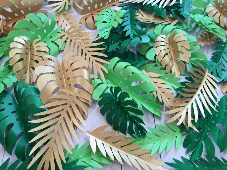 56 Tropical Leaves Paper Jungle Safari Leaves DIY Tropical Etsy