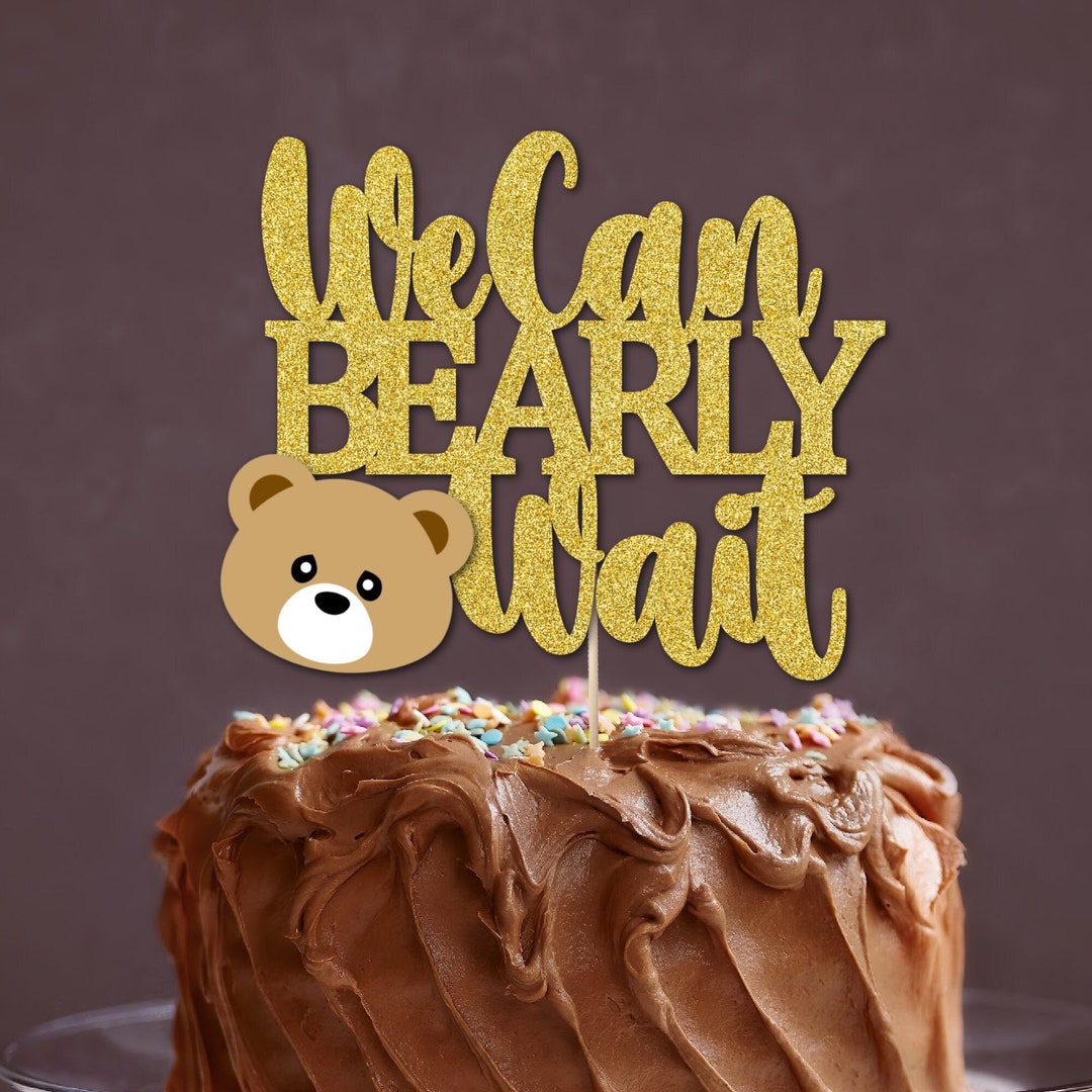 Produktbild von 25 Stück Bär Babyparty-Deko – Kuchendekoration & Cupcake-Topper – Salbeigrün – 'We Can Bearly Wait'