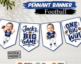 Personalized Football Birthday Photo Pennant Banner | Custom Football 1st Birthday Banner | First Birthday Photo Banner | FB1