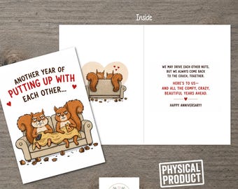 Funny Squirrel Anniversary Card – Another Year of Putting Up With Each Other  Humorous Anniversary Card for Husband, Wife, Partner or Spouse