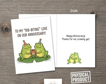 Carte d'anniversaire drôle de grenouille - Carte d'anniversaire « À mon amour qui pique les côtes » - Carte d'anniversaire de couple grenouille mignonne pour mari, femme, petit ami, petite amie