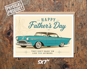 Funny Father's Day Card for Dad, Classic Car Father's Day Card, Vintage Car Greeting Card, Dad Car Lover Gift, Retro Automobile Father's Day