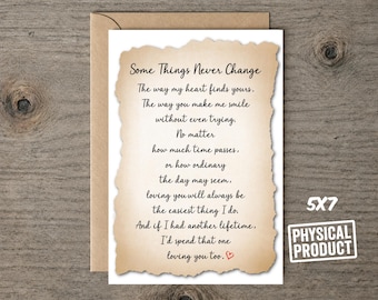 Some Things Never Change Poem Card | Romantic Love Letter for Husband, Wife, Boyfriend or Girlfriend | Meaningful Anniversary Keepsake