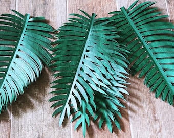 15 Dark Green Palm Leaves 15" Large Paper Jungle Safari Leaves DIY Tropical Backdrop Baby Shower Decorations First Birthday Decorations