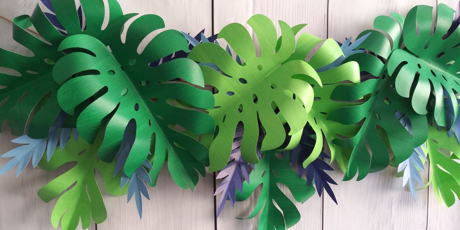 Tropical Green Leaf Garland Safari Garland Paper Leaf Tropical Etsy
