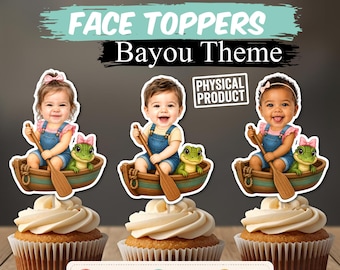 Personalized Bayou Photo Cupcake Toppers, Custom Face Bayou Birthday Decorations, Two Da Bayou Party Picks, Alligator Toppers, Cajun Theme