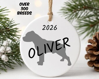 Personalized Dog Ornament, Custom Dog Breed Christmas Ornament, Pet Name Ornament, Dog Mom Gift, Dog Lover Gift, Pet Christmas Keepsake