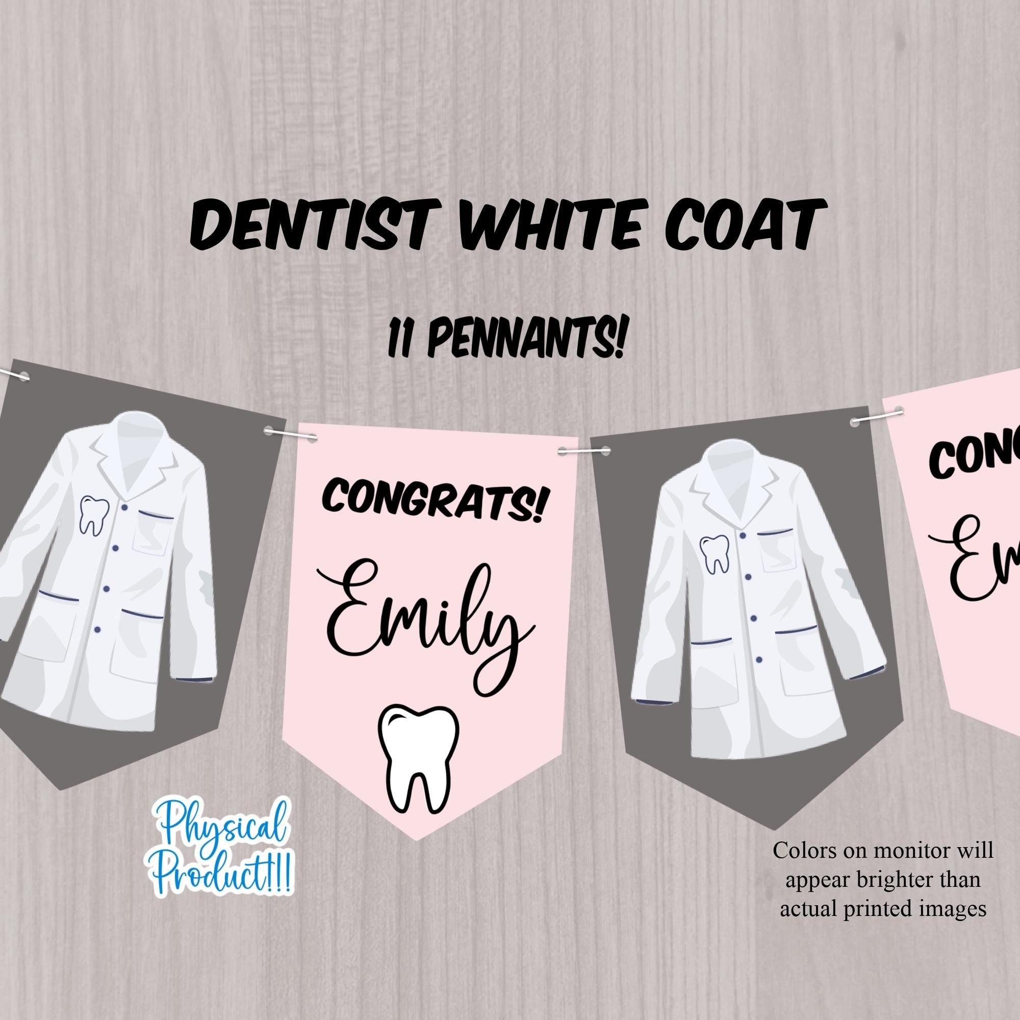 Personalized Dental WHITE COAT CEREMONY Bunting Flag Pennant Banner, White Coat Ceremony Decorations, White Coat Celebration, Future Dentist