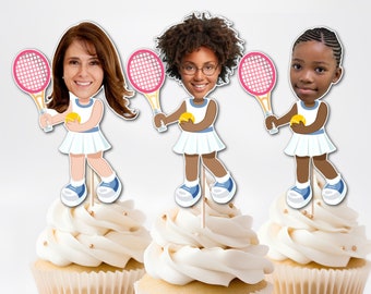 Custom Photo Tennis Player Cupcake Toppers, Custom Photo Topper, Sport Cupcake Toppers, Tennis League, Tennis Birthday