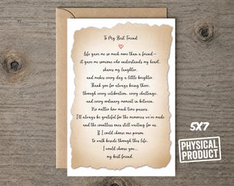 To My Best Friend Card, Heartfelt Friendship Gift, Romantic Love Letter, Anniversary Birthday Keepsake, Soulmate Greeting, Favorite Person