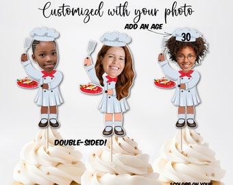 Custom Photo Chef Cupcake Toppers, Custom Photo Topper, Culinary Party Decorations, Chef Graduation, Cook