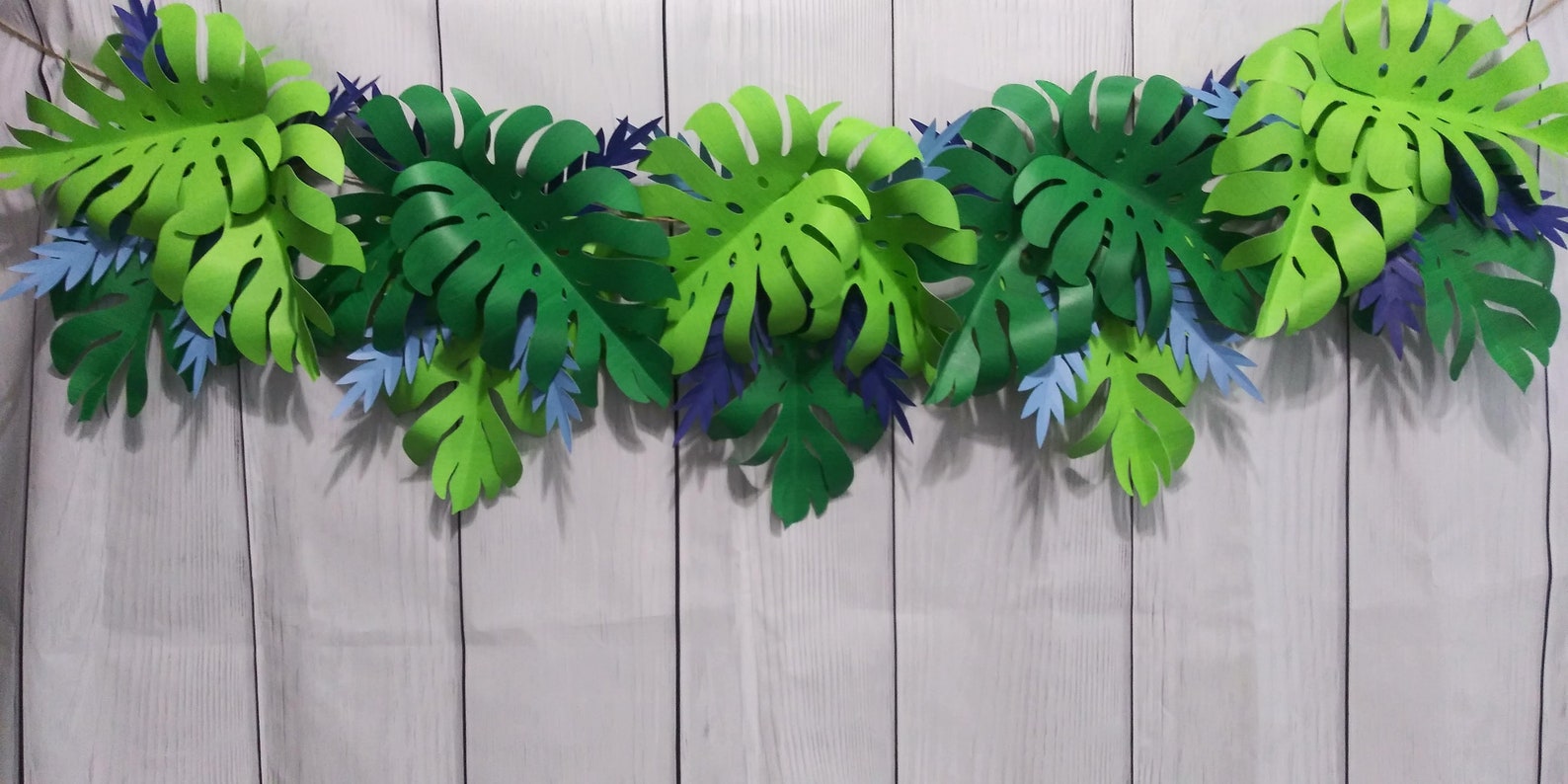 Tropical Green Leaf Garland Safari Garland Paper Leaf Tropical Etsy