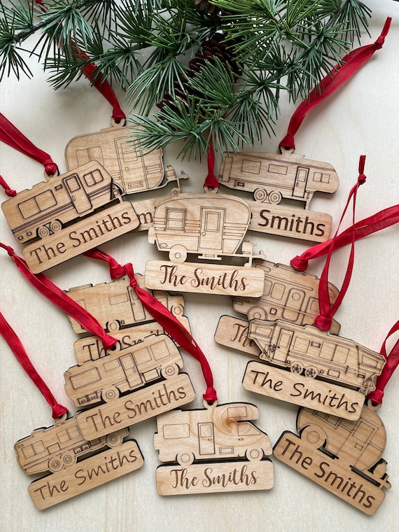 PERSONALIZED RV Ornaments Laser Engraved Wooden Chritsmas