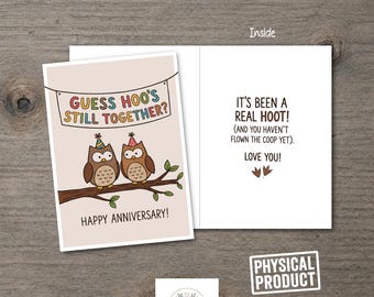 Carte d'anniversaire drôle de chouette - Carte d'anniversaire « It's Been a Real Hoot » - Carte de voeux mignonne de couple de hibou - Carte d'anniversaire de femme de mari