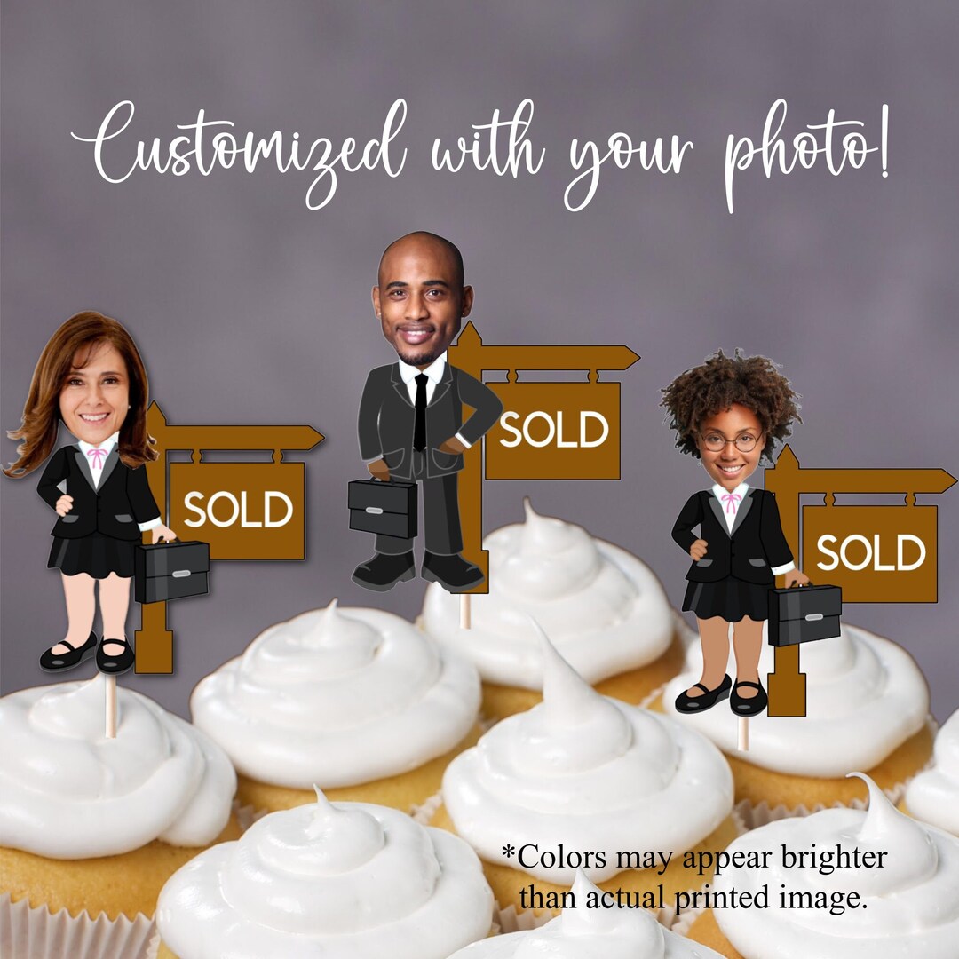 Custom Realtor Cupcake Toppers, Real Estate Custom Photo Topper