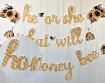 He or She What Will Our Honey Bee? Banner, Baby Shower Honey Bee Theme, Gender Reveal Party Decorations