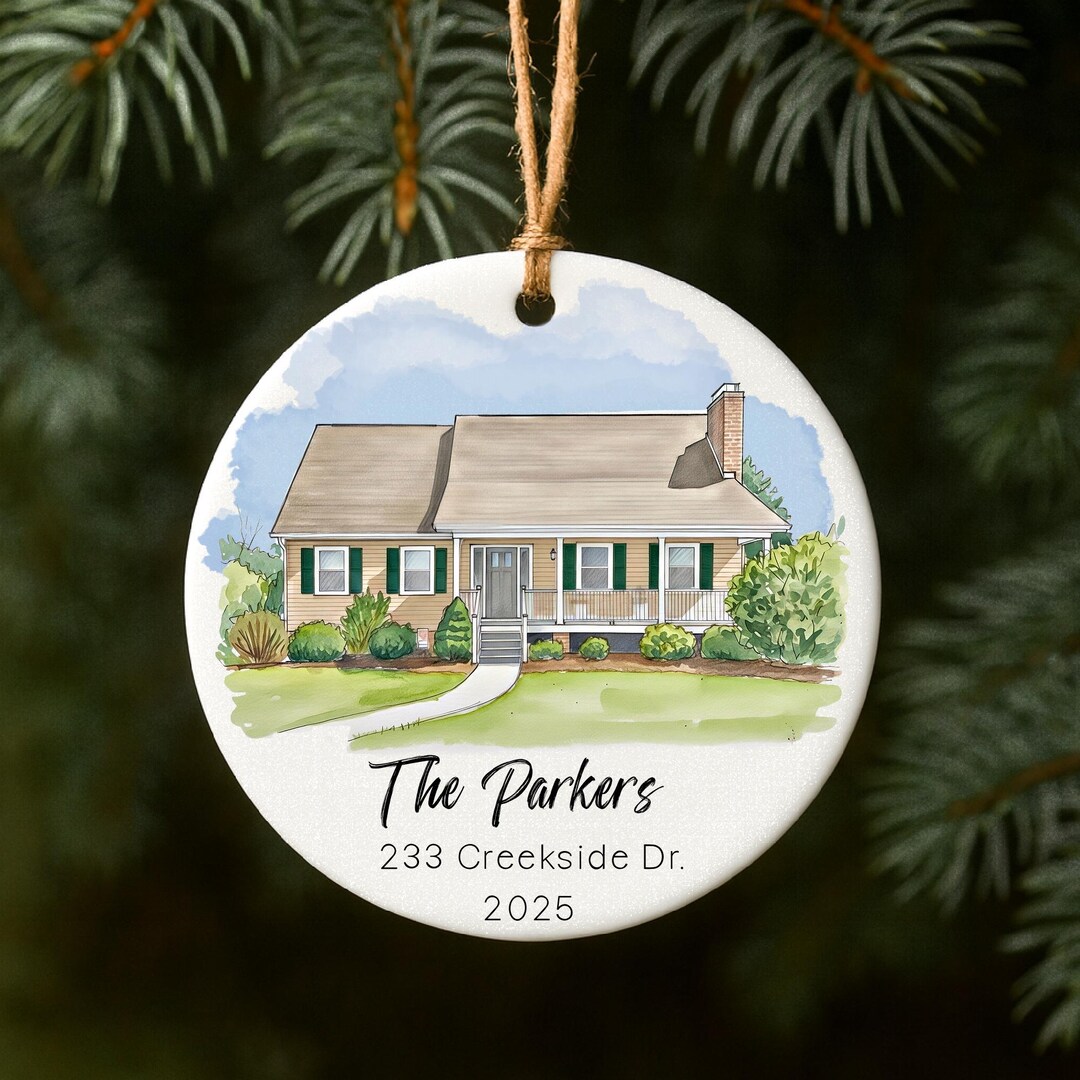 Custom Watercolor House Portrait Ornament, Personalized Housewarming ...