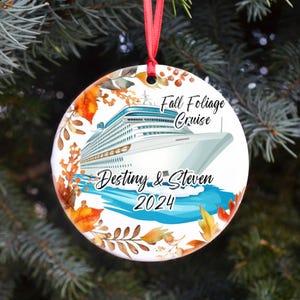 Fall Foliage Cruise Christmas Ornament, Cruise Ship Personalized Vacation Keepsake, Cruise Lover Gift, Cruise Christmas Gift, Couple Gift