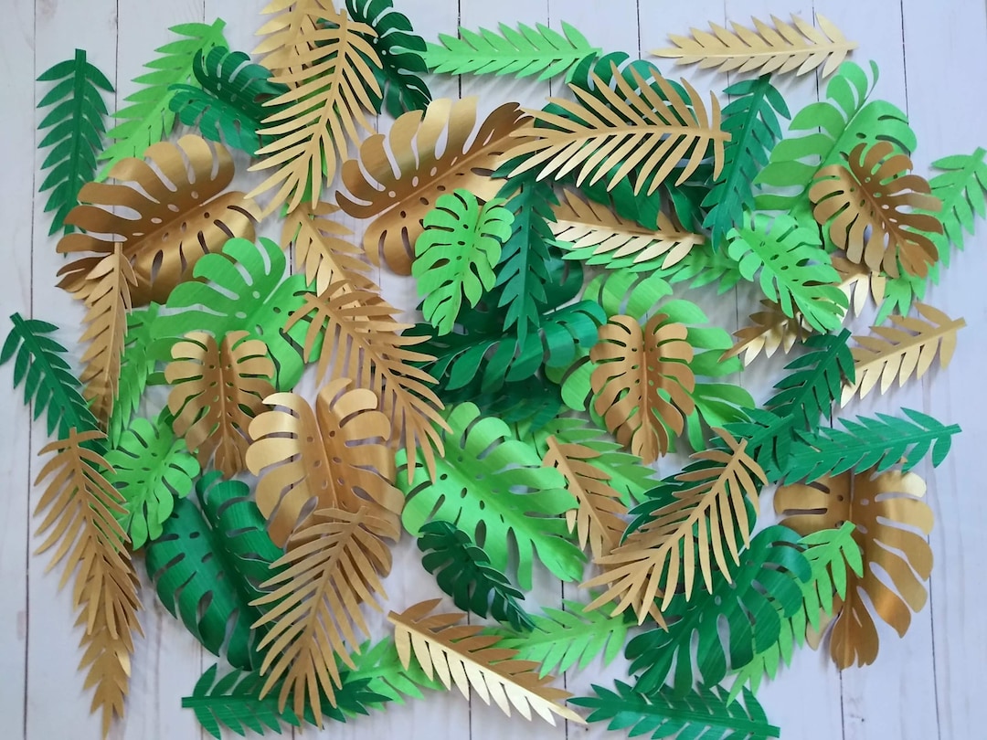 56 Tropical Small Paper Leaves Jungle Safari Leaves DIY Tropical ...