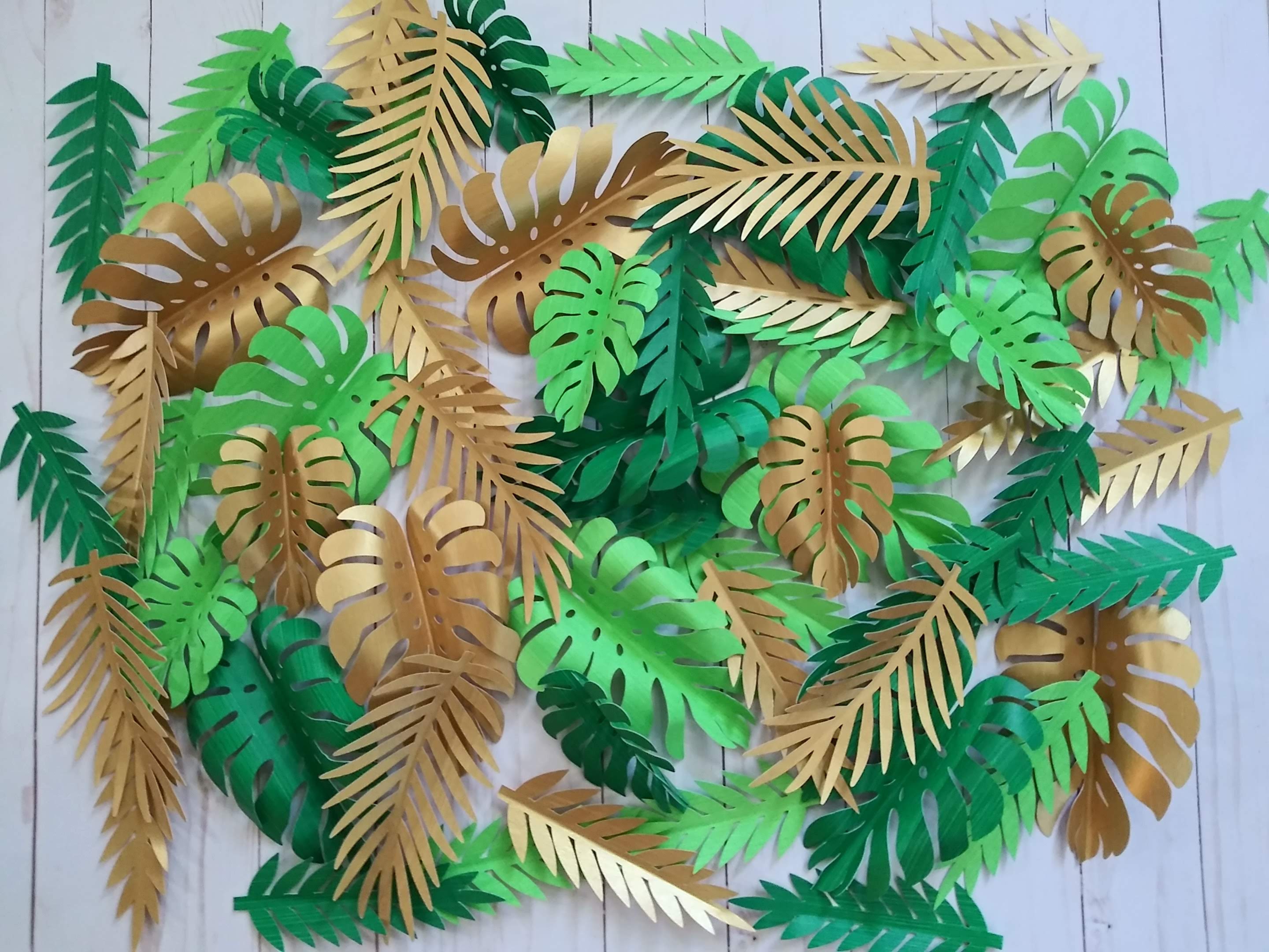 56 Tropical Leaves Paper Jungle Safari Leaves DIY Tropical Etsy