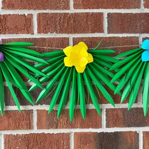 2 Pezzi Ghirlanda Feltro Foglie Tropicali - Decorazioni Feste Hawaiane, Compleanni A Tema Giungla - Foto 4