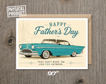 Carte drôle de fête des pères pour papa, carte de fête des pères voiture classique, carte de voeux voiture vintage, cadeau papa amateur de voiture, fête des pères automobile rétro