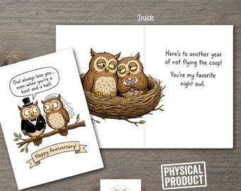 Carte d'anniversaire de hibou toujours - Carte d'anniversaire drôle de couple de hibou - carte de voeux d'anniversaire de jolie femme de mari - carte d'amour de hibou de nuit