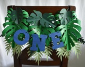 Tropical Leaf Birthday Highchair Banner High Chair Banner First Birthday Highchair Banner Safari Theme Highchair Banner Jungle Theme