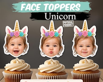 Personalized Unicorn Face Cupcake Toppers, Custom Photo Birthday Decorations | Unicorn Head Picks, Magical  Party Decor, Girls Birthday