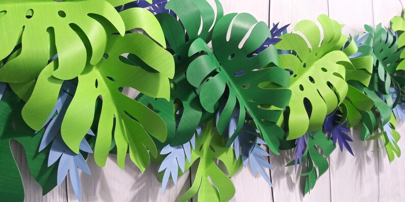 Tropical Green Leaf Garland Safari Garland Paper Leaf Tropical - Etsy